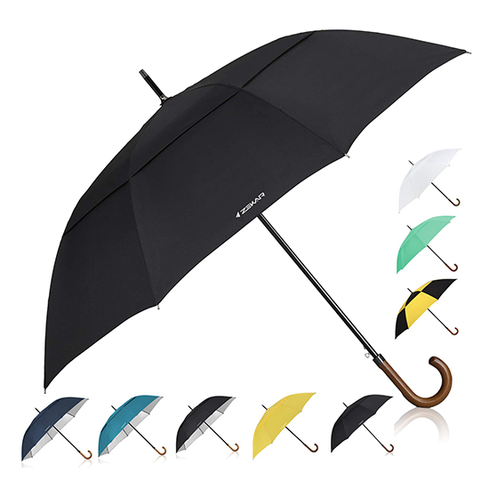 Wooden J-Handle Umbrella,Classic and UV-Protection Versions, Large Windproof Stick Umbrella, Auto Open Men Women Golf Umbrella