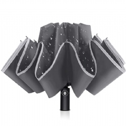 Windproof Inverted Umbrella 12 Ribs Reverse Umbrella with Reflective Stripe