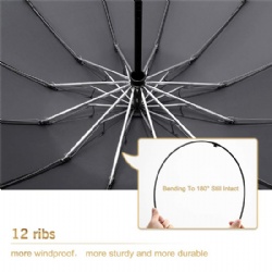 Windproof Inverted Umbrella 12 Ribs Reverse Umbrella with Reflective Stripe