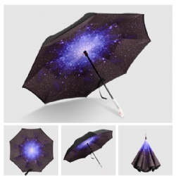LED Inverted Umbrella Reverse Umbrella with Flashlight Handle