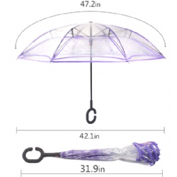 Clear Double Layer Inverted Umbrella Cars Reverse Umbrella Transparent Straight Umbrella for Car