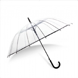 16 Ribs Auto Open Straight Stick Transparent Clear Umbrella
