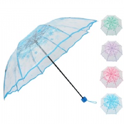 Custom Branded Travel Compact Fold Transparent Clear Umbrella