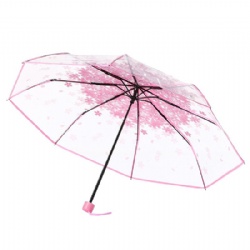 Custom Branded Travel Compact Fold Transparent Clear Umbrella